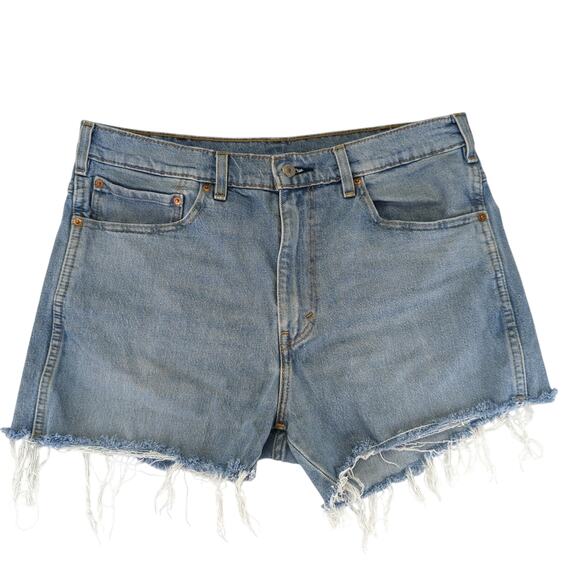 Levi's Western Fit Jean Denim Cut Off Shorts Stretch Men's‎ 36 Women's Size 12 - Picture 1 of 8